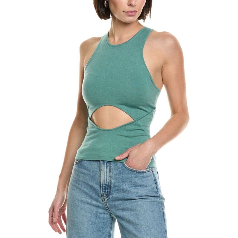 Lapointe Womens  Wool, Silk, & Cashmere-Blend Tank Top, Green